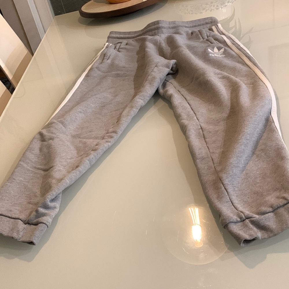 Adidas Gray Sweat Pants with White Stripes